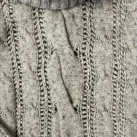Theory Light Gray Cable Knit Turtleneck Sweater - Picture 3 of 5